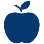 blue icon of teacher's apple