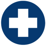 blue icon of health plus symbol for women's health